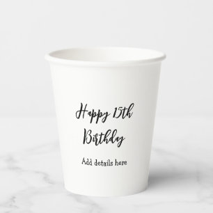 Happy 15th birthday name quinceanera details simpl paper cups