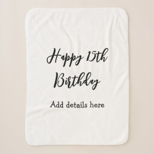 Happy 15th birthday name quinceanera details simpl sherpa blanket