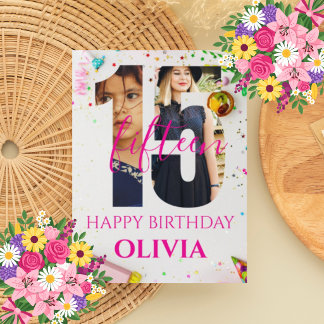 happy 15th Birthday Personalised card