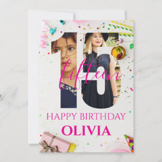 happy 15th Birthday Personalised card