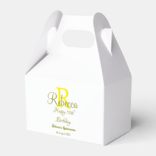 Happy 15th Birthday yellow add name monogram moder Favour Box