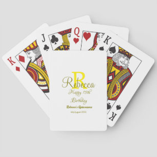 Happy 15th Birthday yellow add name monogram moder Playing Cards