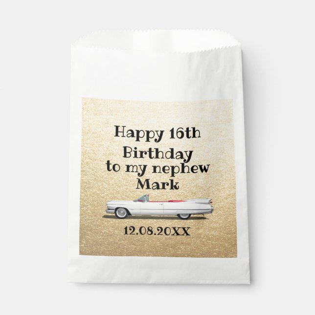 Happy 16 Birthday Nephew Cadillac gift Favour Bag (Front)