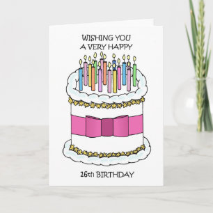Happy 16th Birthday Cake and Candles Card