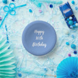 Happy 16th Birthday Cornflower Blue Custom 2023 Paper Plate<br><div class="desc">Designed with text template for "Happy 16th Birthday" message which you can customise! You may also change the background colour as you like.</div>