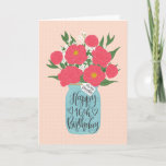 Happy 16th Birthday Daughter w Mason Jar of Flower Card<br><div class="desc">A mason jar filled with a gorgeous bunch of peonies and white flowers with the hand lettered words 'For my daughter' on the tag and 'Happy 16th Birthday' on the mason jar. The perfect birthday card to celebrate your daughter's birthday! © Ness Nordberg</div>