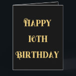 Happy 16th Birthday Gold Yellow Sixteen Custom Age Card<br><div class="desc">Designed with golden yellow text template for "Happy Sixteenth Birthday" message which you may edit to customise and also custom colour background!</div>