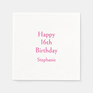 Happy 16th Birthday Party Pink Classy Sixteenth Napkin