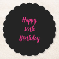 Happy 16th Birthday Pink Black Custom Colour 2023