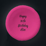 Happy 16th Birthday Pink Black Custom Name Girly  Paper Plate<br><div class="desc">Designed with text template for "Happy 16th Birthday" message and name which you can customise! You may also change the background colour as you like.</div>