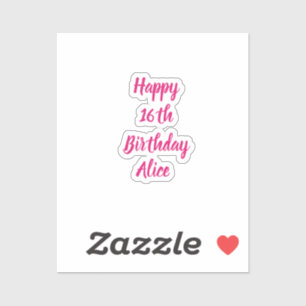 Happy 16th Birthday Pink Custom Name Girly Cool