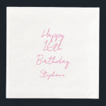Happy 16th Birthday Pink White Sixteenth 2024 Napkin<br><div class="desc">Designed with text template for "Happy 16th Birthday" message and name which you can customise! You may also change the background colour as you like.</div>