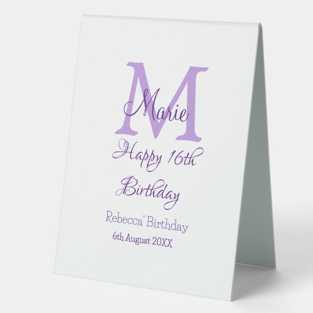 Happy 16th Birthday purple add name monogram moder (Front)