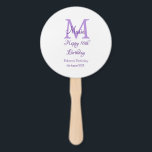Happy 16th Birthday purple add name monogram moder Hand Fan<br><div class="desc">beautiful design</div>