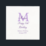 Happy 16th Birthday purple add name monogram moder Napkin<br><div class="desc">beautiful design</div>