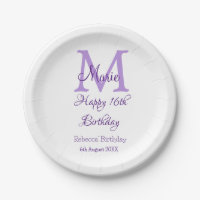 Happy 16th Birthday purple add name monogram moder