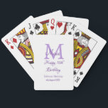 Happy 16th Birthday purple add name monogram moder Playing Cards<br><div class="desc">beautiful design</div>