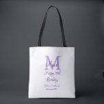 Happy 16th Birthday purple add name monogram moder Tote Bag<br><div class="desc">beautiful design</div>