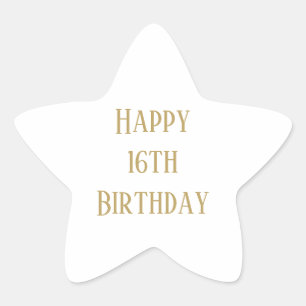 Happy 16th Birthday Sixteen Custom Age Gold Colour Star Sticker