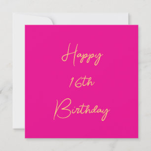 Happy 16th Birthday Sixteen Gold Hot Pink 2025 Card