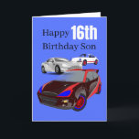 Happy 16th Birthday Son Card<br><div class="desc">A cool card for son's 16th birthday.</div>