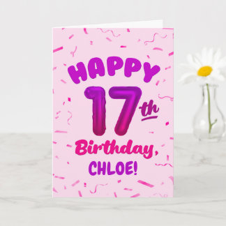Happy 17th Birthday Card with Custom Name