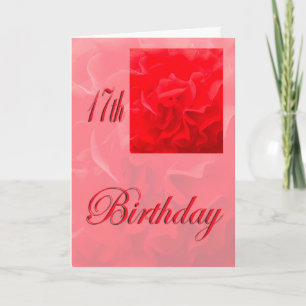 Happy 17th Birthday Dianthus Red Flower Card