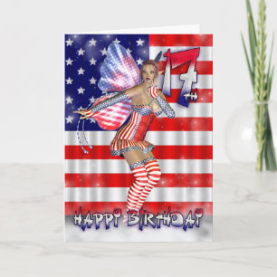 Happy 17th Birthday fairy in her stars and stripes Card