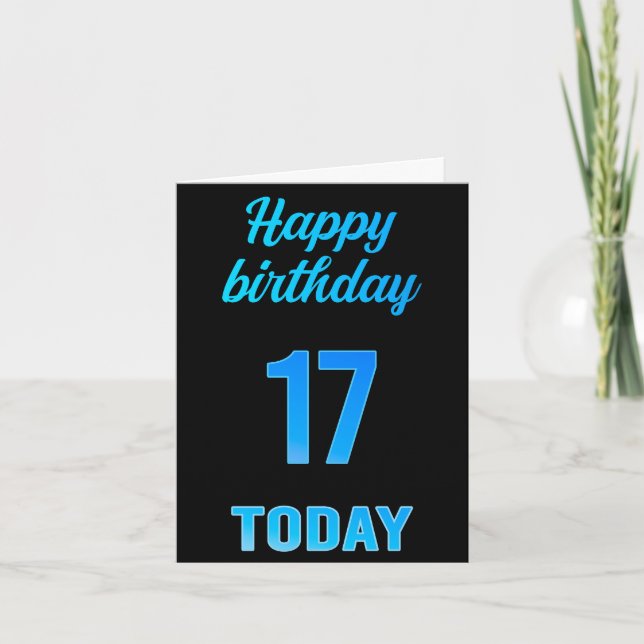 Happy 17th Birthday Great Black and blue boy Card (Front)