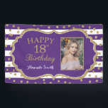 Happy 18th Birthday Banner. Gold Glitter Photo Banner<br><div class="desc">Happy 18th Birthday Banner for women or man. Black and Gold Birthday Party Banner. Gold Glitter Confetti. Black and White Stripes. Printable Digital. For further customisation,  please click the "Customise it" button and use our design tool to modify this template.</div>
