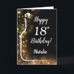 Happy 18th Birthday Black and Gold Glitter Wine Card<br><div class="desc">Happy 18th Birthday Black and Gold Glitter Wine Card with personalised name. For further customisation,  please click the "Customise it" button and use our design tool to modify this template.</div>