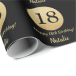 Happy 18th Birthday Black and Gold Glitter Wrapping Paper<br><div class="desc">Happy 18th Birthday Black and Gold Glitter Wrapping Paper with personalised name. For further customisation,  please click the "Customise it" button and use our design tool to modify this template.</div>