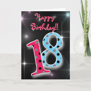 Happy 18th birthday fun & bright polka dot card