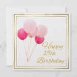 HAPPY 18TH BIRTHDAY -GOLD FRAME HOLIDAY CARD<br><div class="desc">HAPPY 18TH BIRTHDAY - GOLD LETTERING
GOLD FRAME - PINK BALLOONS</div>