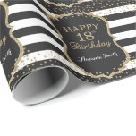 Happy 18th Birthday Gold Glitter Wrapping Paper<br><div class="desc">Happy 18th Birthday Gold Glitter Wrapping Paper with personalized name. For further customization,  please click the "Customize it" button and use our design tool to modify this template.</div>