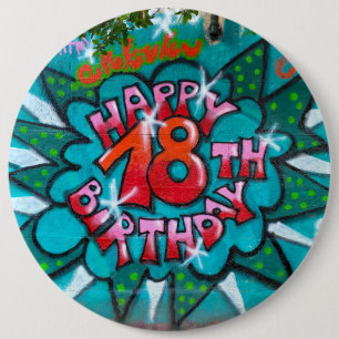 Happy 18th Birthday Graffiti 6 Cm Round Badge