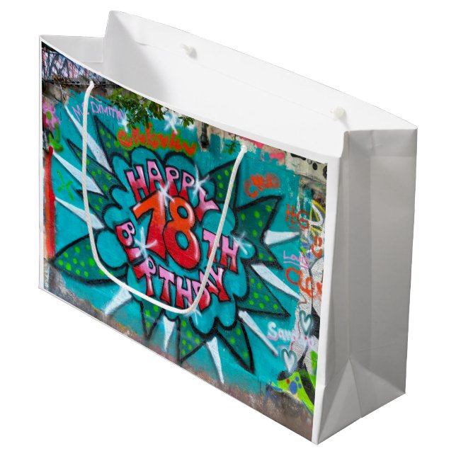 Happy 18th Birthday Graffiti Large Gift Bag (Front Angled)