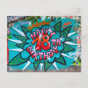 Happy 18th Birthday Graffiti Postcard