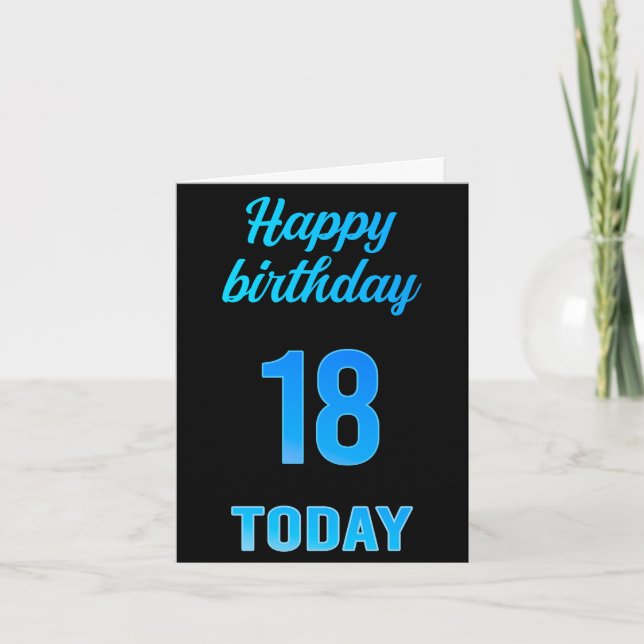 Happy 18th Birthday Great Black and blue boy Card (Front)