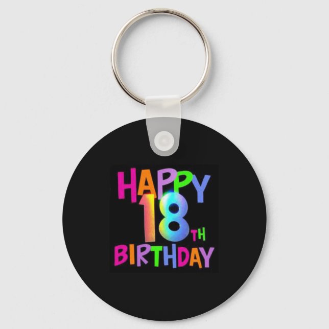 HAPPY 18TH BIRTHDAY MULTI COLOUR KEY RING (Front)
