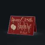 Happy 18th Birthday Name Burgundy Gold Card<br><div class="desc">An elegant design of stylish typography in masculine color scheme of burgundy and gold to wish a Happy 18th. Happy Birthday is set in an ornate script typography in gold, and the age is in a cordinating typeface. Easily personalise your recipient’s name and the message inside to your own greeting...</div>