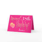 Happy 18th Birthday Name Ornate Hot Pink Gold