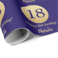 Happy 18th Birthday Navy Blue and Gold Glitter