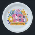 Happy 18th Birthday Paper Plate<br><div class="desc">Happy 18th Birthday Throw a spectacular party with fully customisable paper plates to match your theme! Each set of eight paper plates is printed on durable paper stock and decorated with your custom designs or photos. These plates are perfect for serving cake, appetizers, or salads. Order these with our paper...</div>