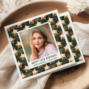 Happy 18th Birthday Photo Glam Star Balloons Napkin