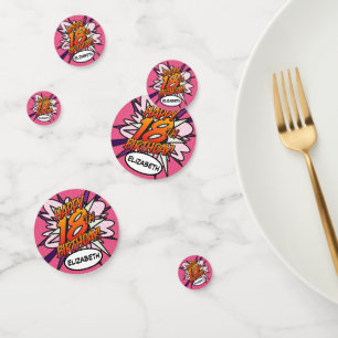 HAPPY 18TH BIRTHDAY Pink Fun Retro Comic Book Confetti