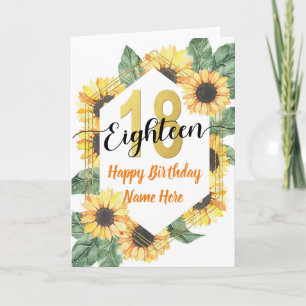 Happy 18th Birthday Sunflower Greeting Card