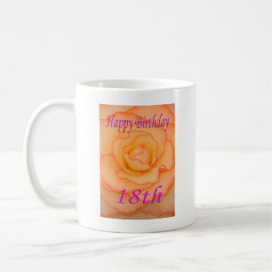 Happy 18th Birthday Yellow Flower with Pink Trim Coffee Mug
