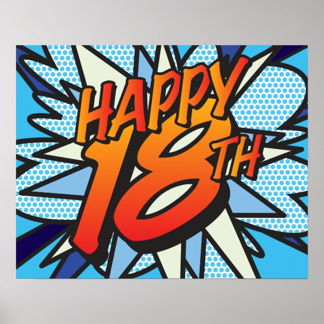 HAPPY 18TH Comic Book Pop Art Poster (Front)