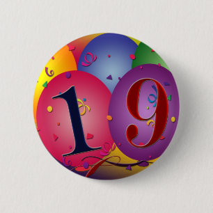 Happy 19th birthday 6 cm round badge